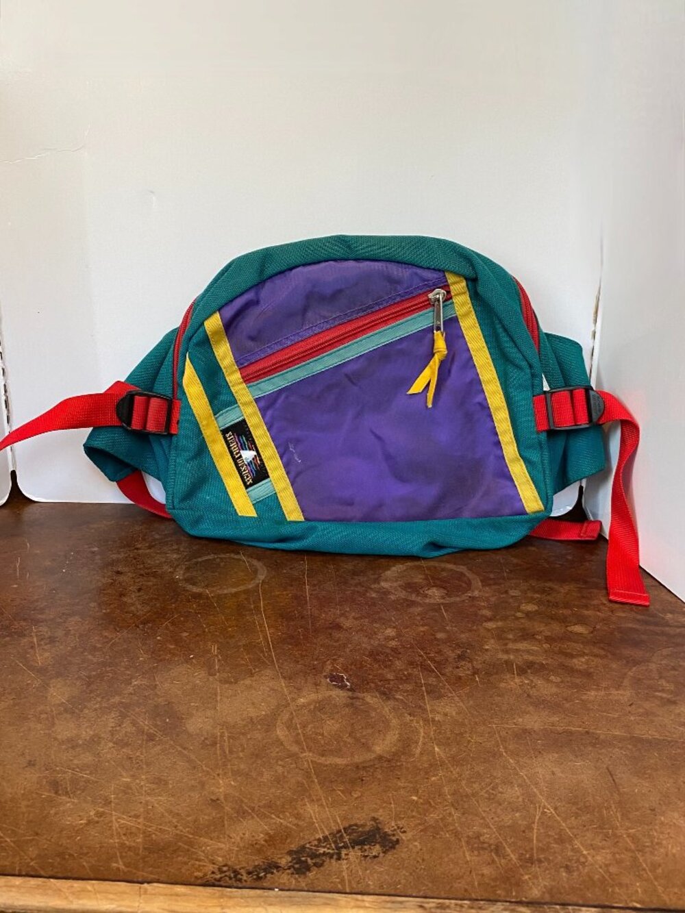 1990s Sierra Designs Teal Purple Colorblock Nylon Fanny Pack Vintage Hiking REI